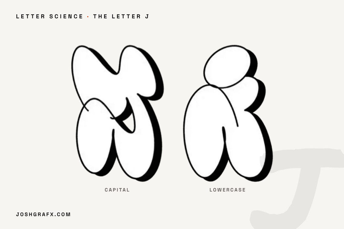The graffiti letter J drawn as throw-up characters by JOSHGRAFX