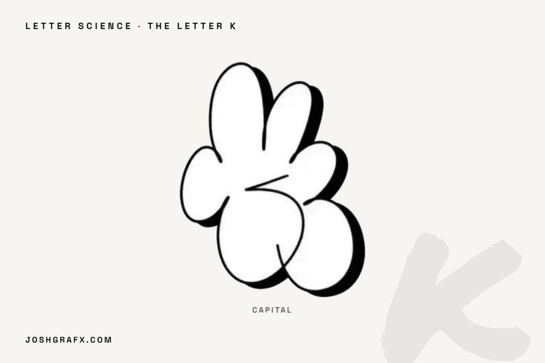 The graffiti letter K drawn as throw-up characters by JOSHGRAFX