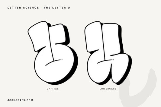 The graffiti letter U drawn as throw-up characters by JOSHGRAFX