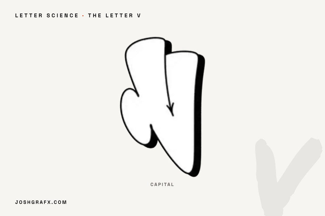 The graffiti letter V drawn as throw-up characters by JOSHGRAFX