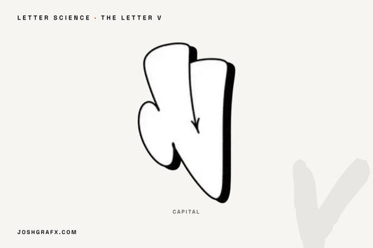 The graffiti letter V drawn as throw-up characters by JOSHGRAFX