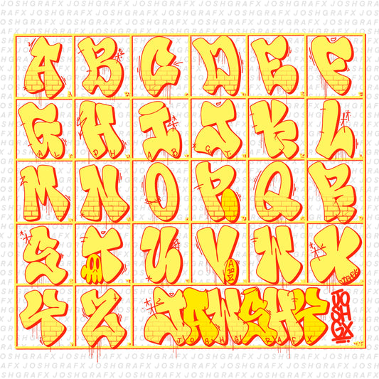 2026 Straight Letter Graffiti Stamp Pack by JOSHGRAFX