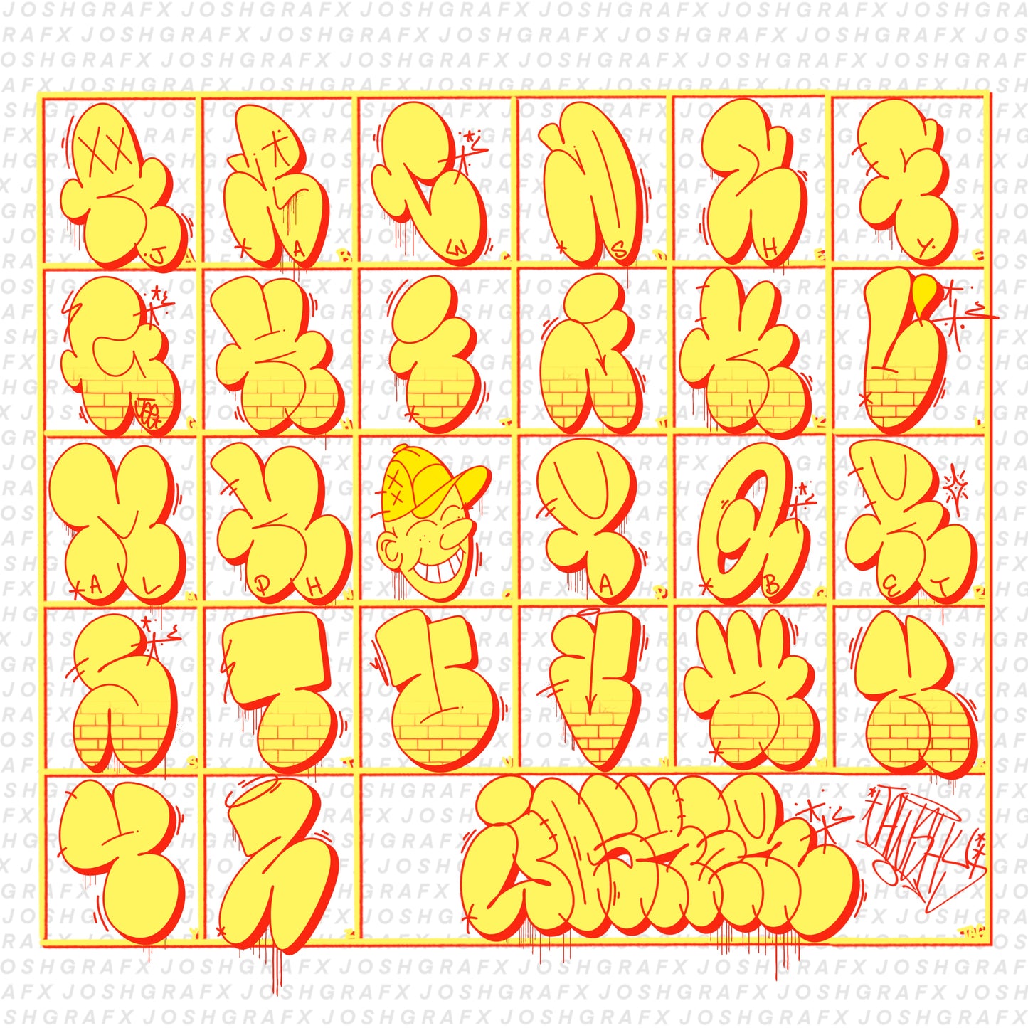 2026 Classic Graffiti Throw-Up Letter Stamp Pack by JOSHGRAFX