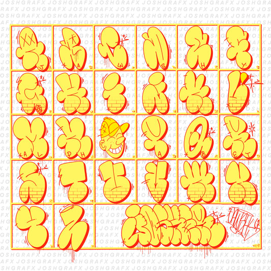 2026 Classic Graffiti Throw-Up Letter Stamp Pack by JOSHGRAFX
