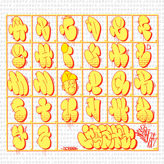 2026 Simple Graffiti Throw-Up Letter Stamp Pack by JOSHGRAFX